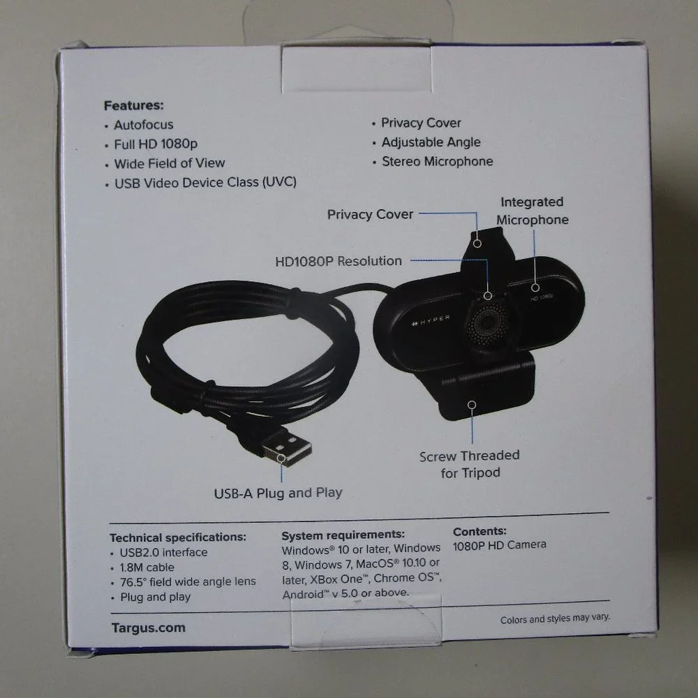 Targus Webcam Pro 1080P HD Camera With Integrated Microphone AVC041
